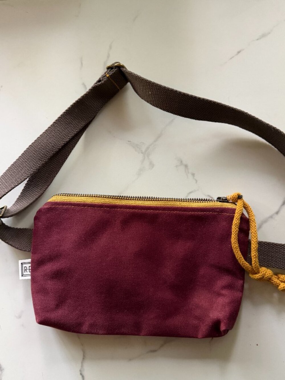 Rachel Elise Midi Fanny Pack Belt Bag Maroon Waxed Canvas
